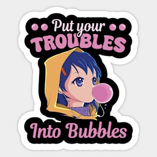 Sweets Chewing Gum Women Troubles Into Bubbles Sticker